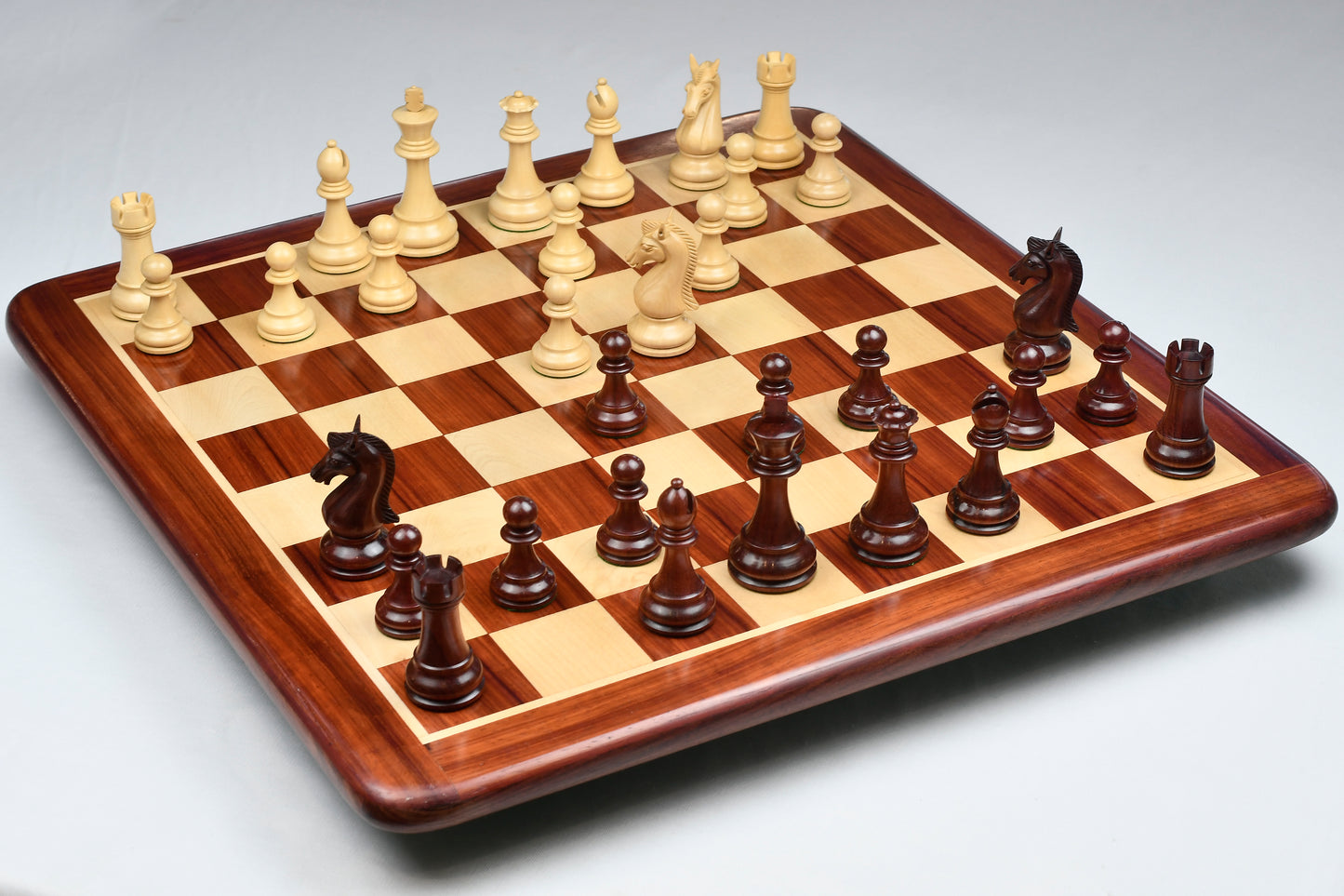 The Candidates Series Staunton Chess Pieces in Bud Rose / Box Wood - 3.75" King