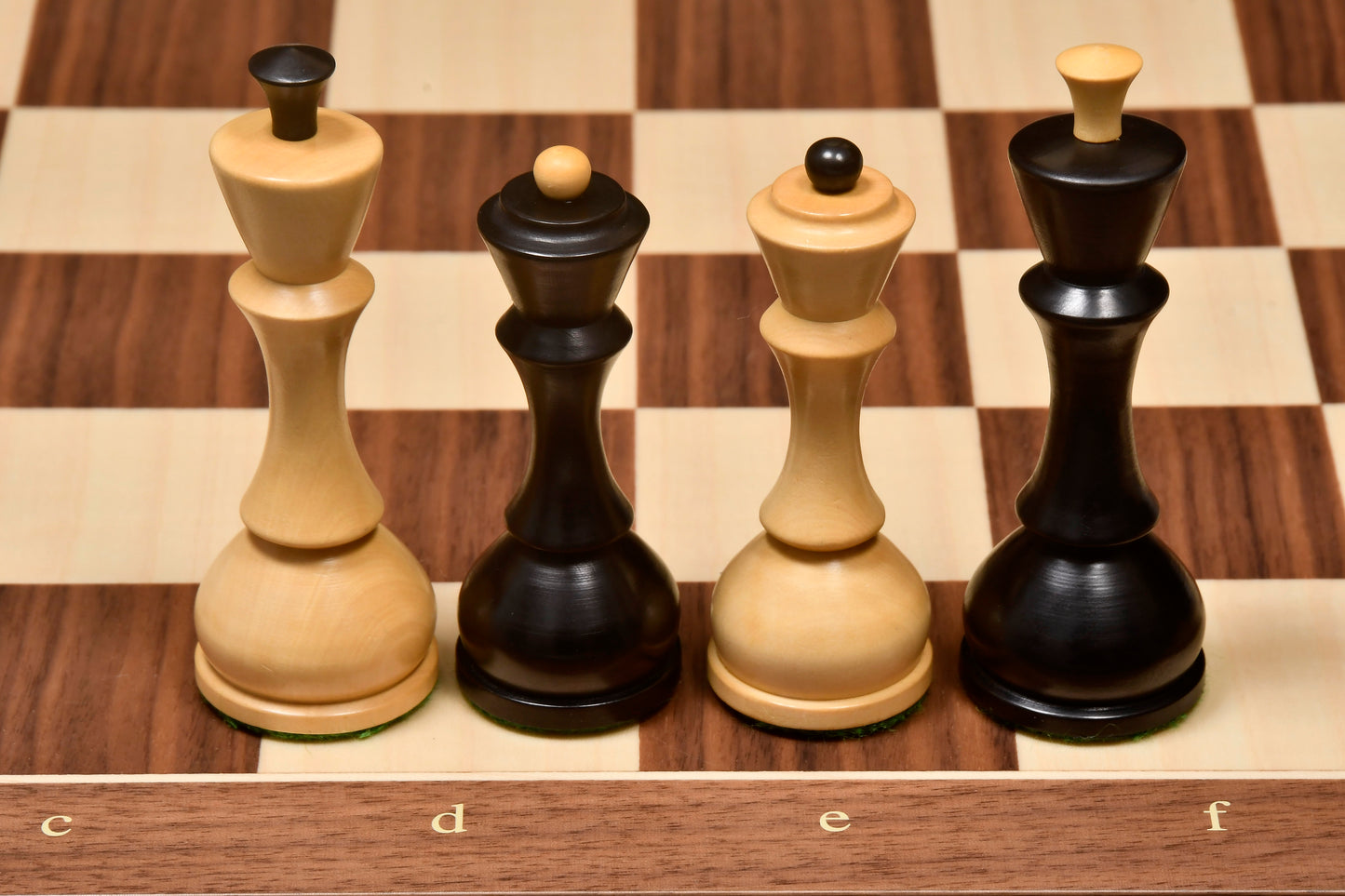 Reproduced Antique Russian Series Chess Pieces in Ebonized Boxwood & Natural Boxwood - 4.1" King