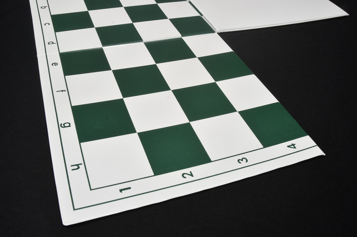 Double Folding PVC Chess Board in Green & White with Algebraic Notation (55mm) | CHESSBAZAAR