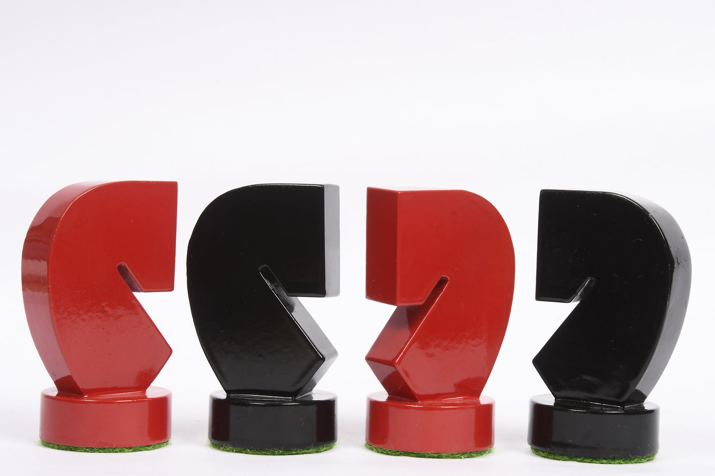 Berliner Series Modern Minimalist Chess Pieces in Red and Black Painted Box Wood - 3.7" King