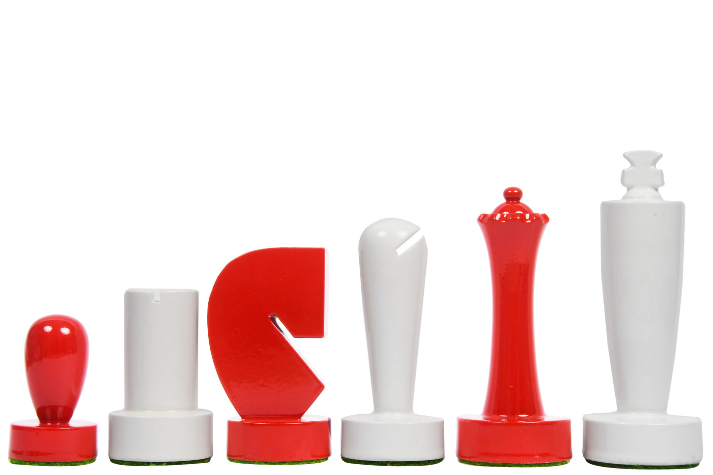 Berliner Series Modern Minimalist Chess Pieces in Red and White Painted Box Wood - 3.7" King