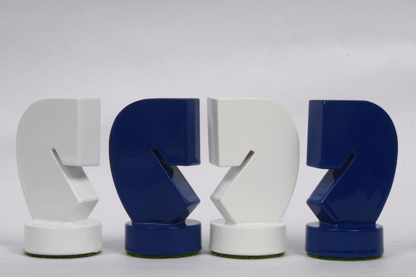 Berliner Series Modern Minimalist Chess Pieces in Blue and White Painted Box Wood - 3.7" King