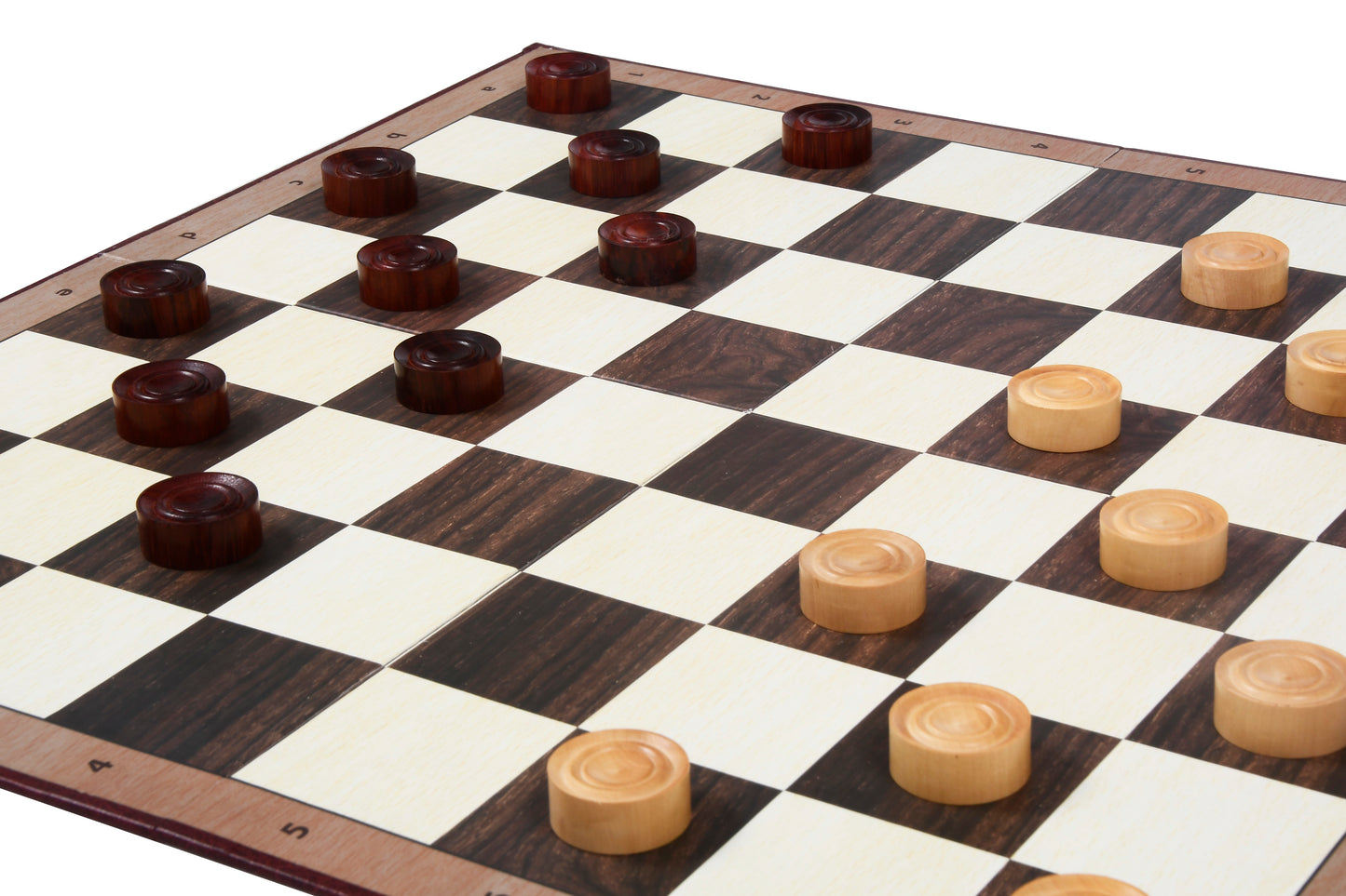Wooden Checkers / Draught Set in Bud Rose Wood & Boxwood - 30mm