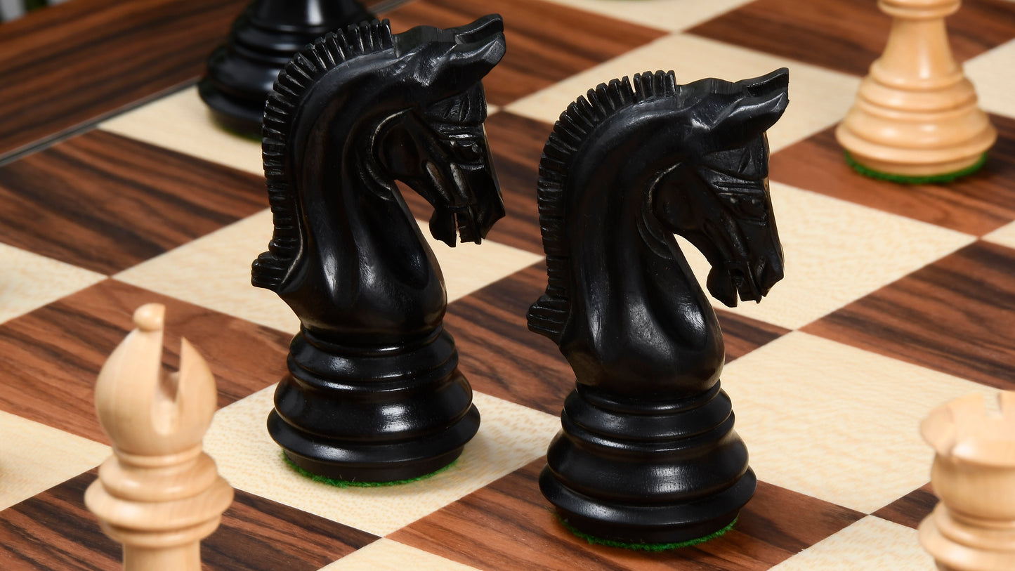 The New Imperial Weighted Chess Pieces in Genuine Ebony and Boxwood - 3.75" King with Extra Queens
