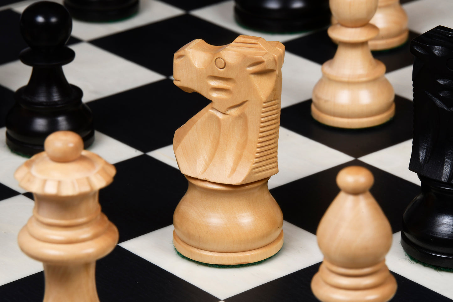 Reproduced French Lardy Exclusive Wooden Chess Pieces in Ebonized Boxwood & Natural Boxwood - 3.75" Extra Queen