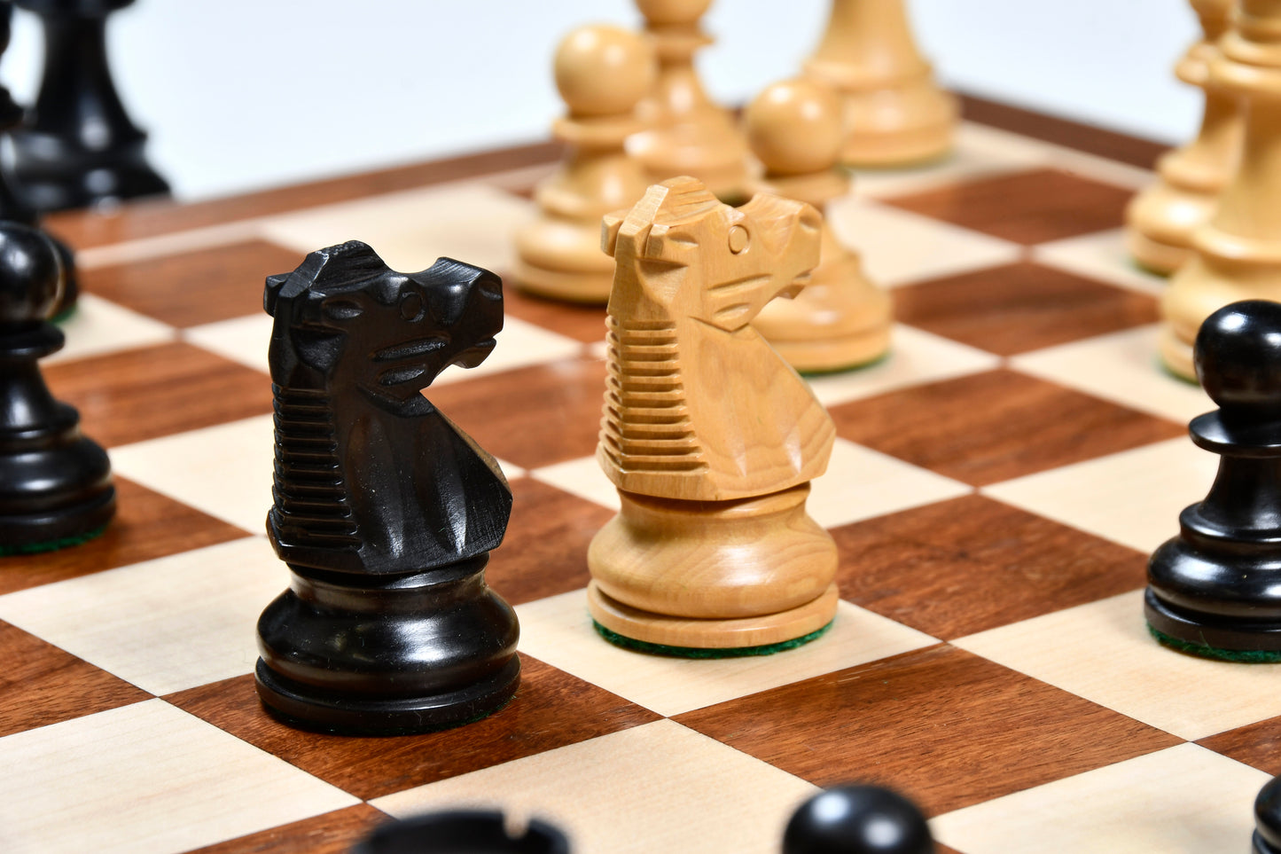 Reproduced French Lardy Exclusive Wooden Chess Pieces with Extra Queen - Handcrafted in Ebonized & Natural Boxwood 3" King