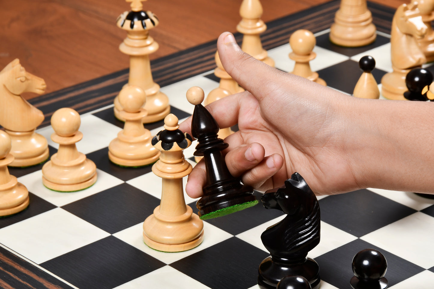 The 1935 Warsaw Capablanca Simultaneous Chess Set Reproduction in Ebony and Boxwood - 3.8" King