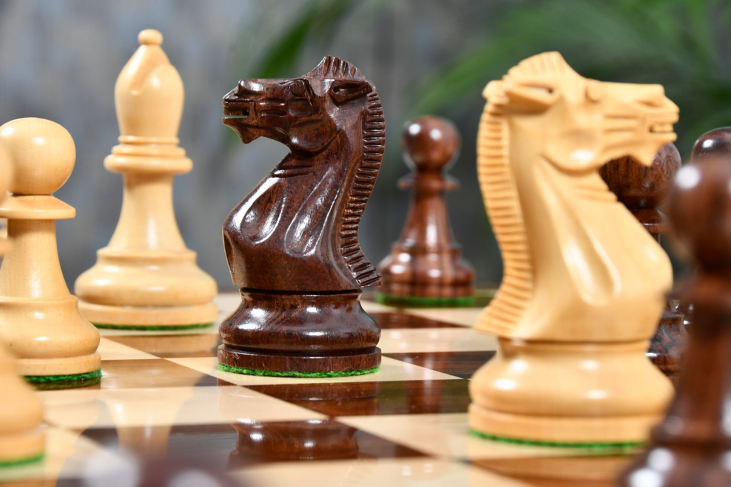 Prestige Staunton Series Weighted Chess Pieces in Anjan Wood & Box Wood - 4.0" King