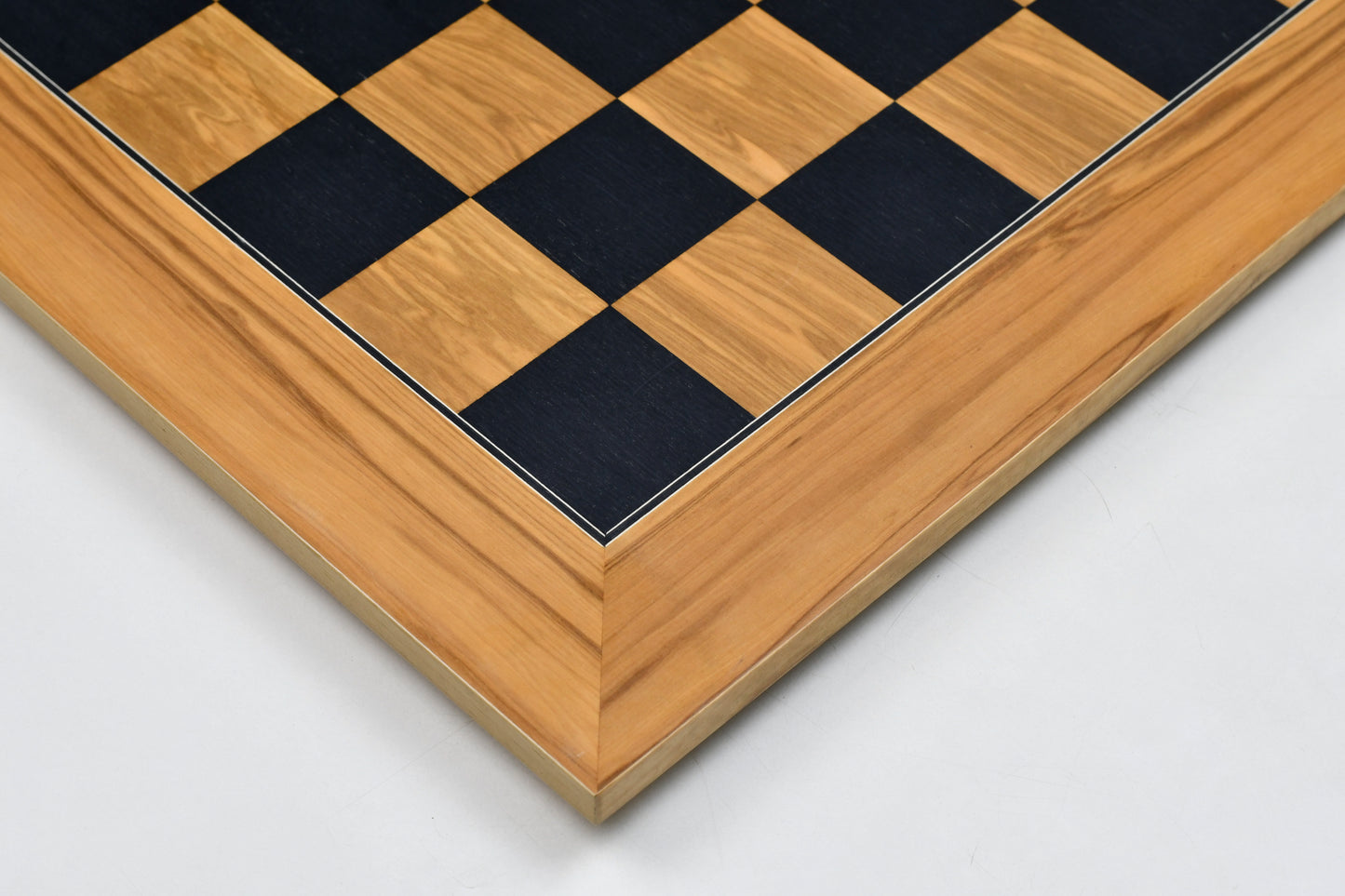 Wooden Deluxe Black Dyed Poplar & Olive with Matte Finish Chess Board 22" - 55 mm