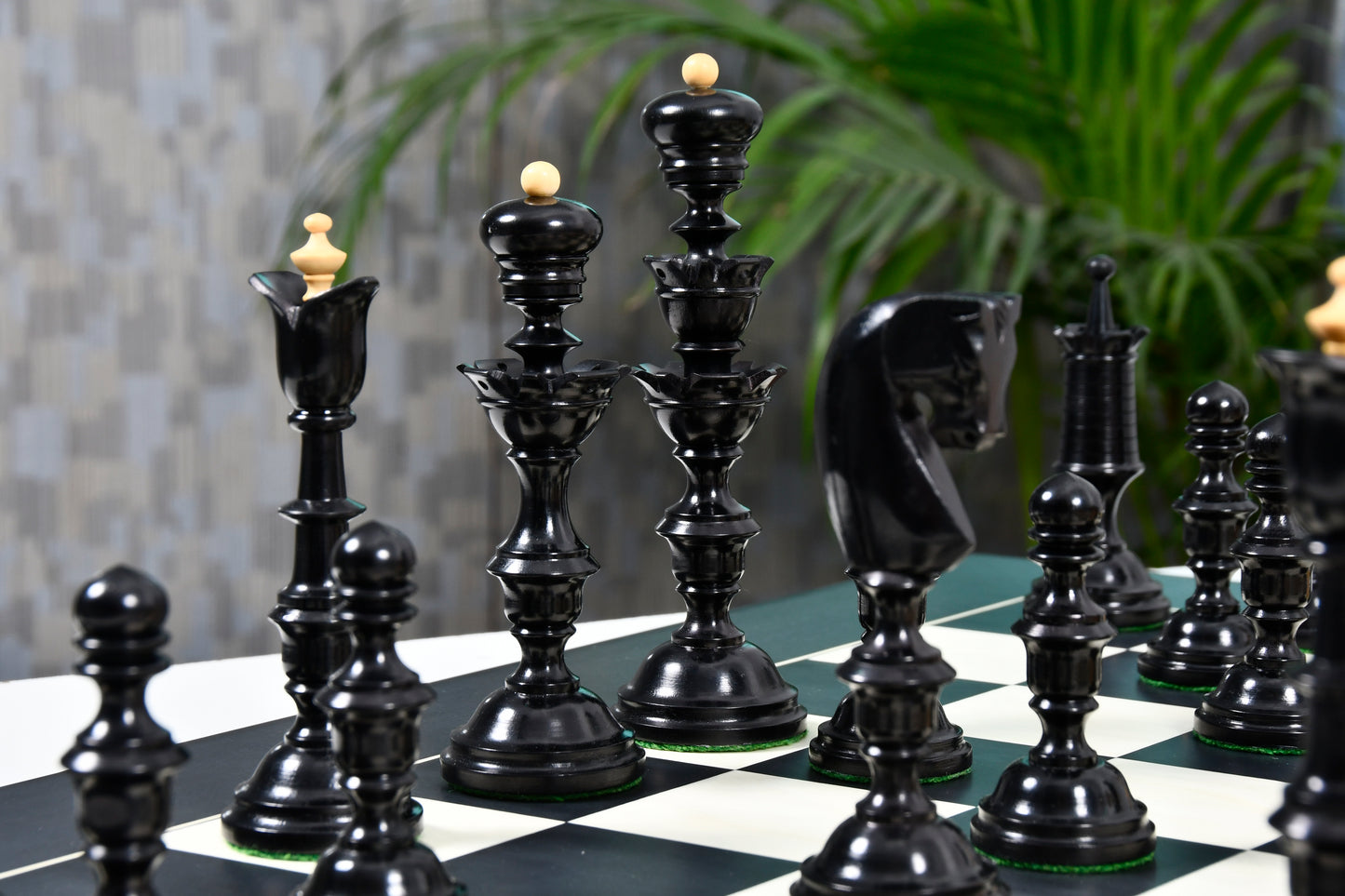 Reproduced Antique Series Wooden Chess Pieces in Ebony & Box Wood - 6.0" King