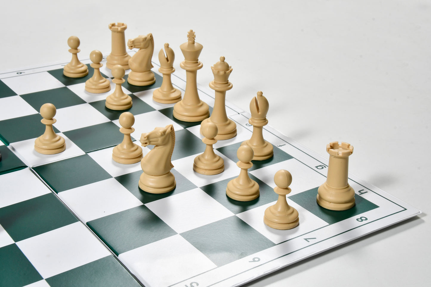 The Blitz Series Plastic Chess Pieces in Black Dyed & Natural White Solid Plastic - 3.8" King
