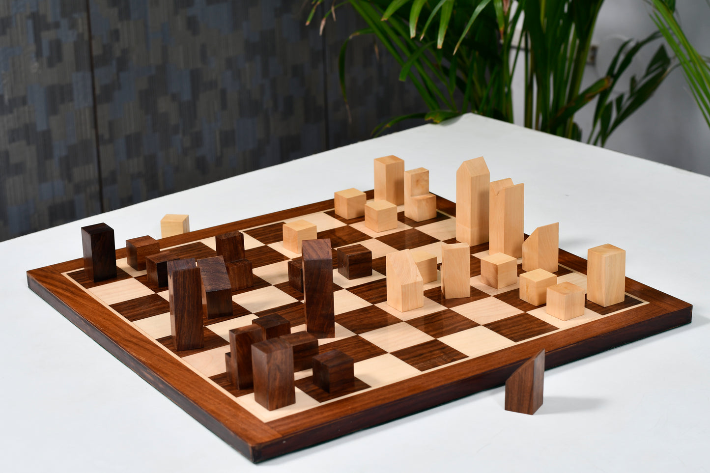 Reproduced Minimalist Chess Pieces in Sheesham & Boxwood - 2.79" King
