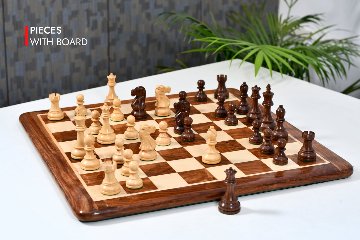 Reproduced 1972 Reykjavik Championship Series Chess Pieces in Sheesham & Boxwood - 3.7" King