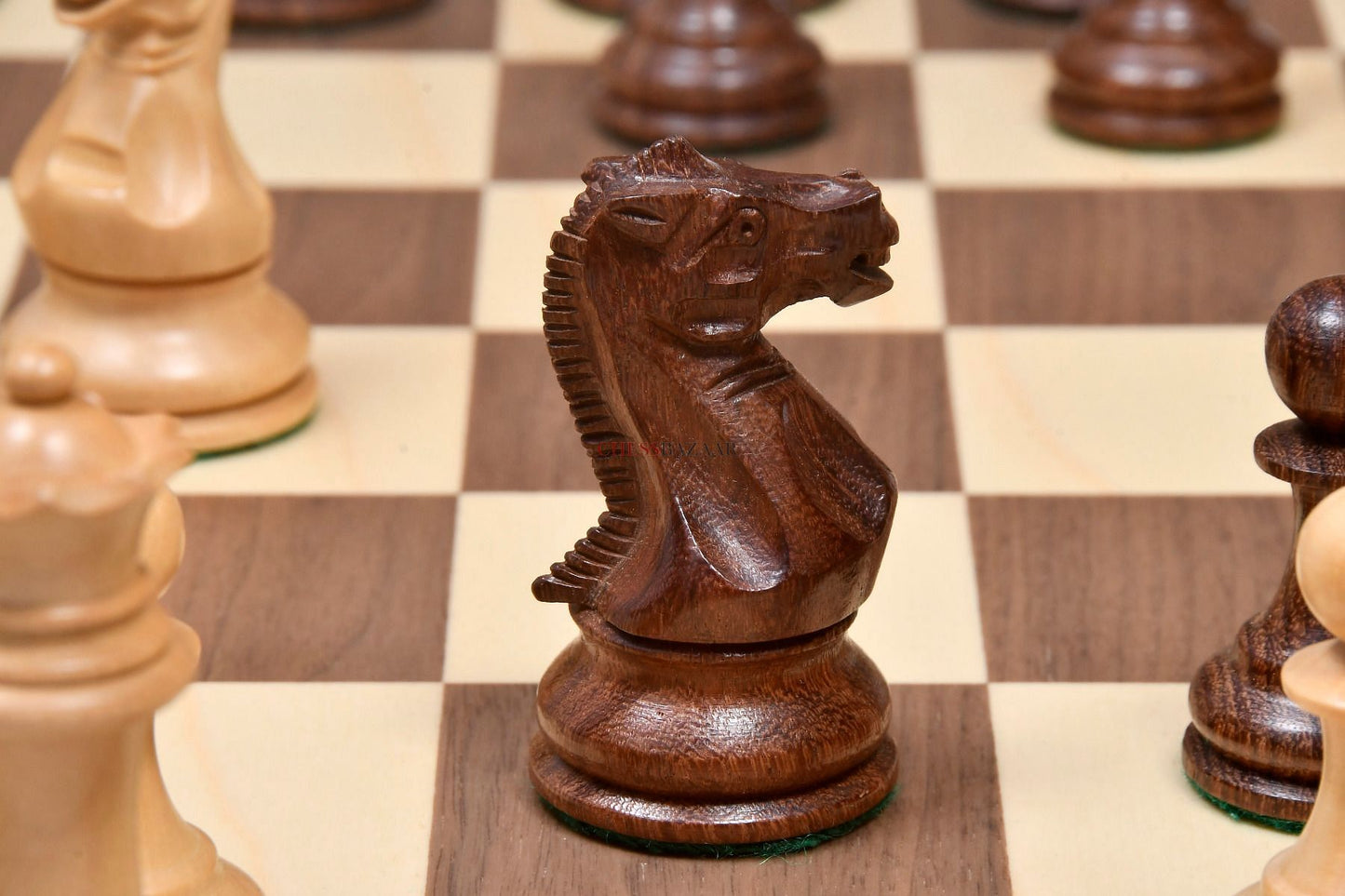 The Professional Series Tournament Staunton Weighted Chess Pieces in Sheesham and Boxwood - 3.8" King