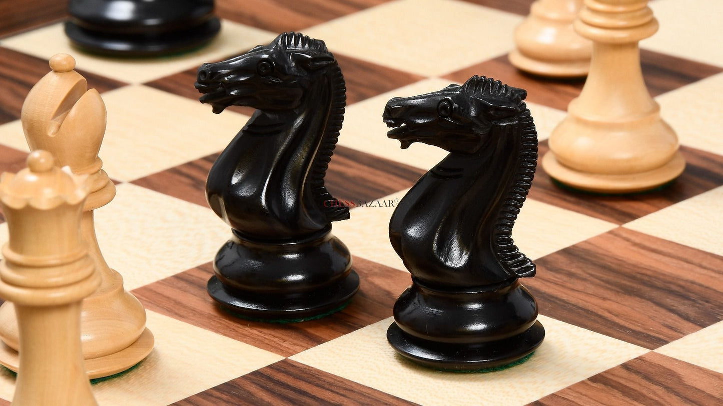 The Modern Staunton Series Chess Pieces in Ebony & Box Wood - 3.75" King
