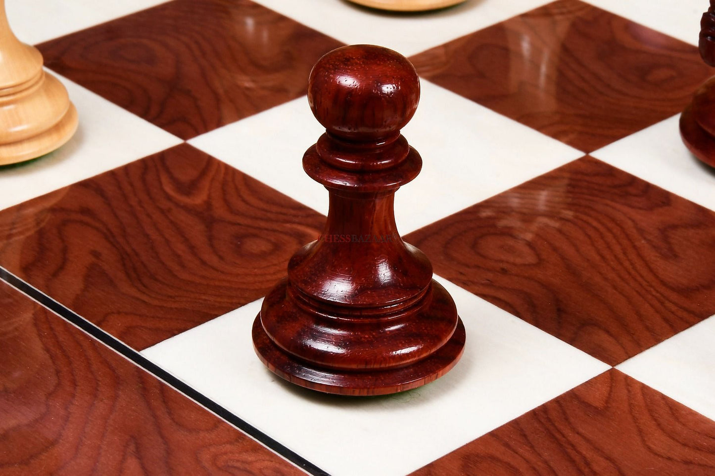 The Arabian Knight Series Artisan Staunton Chess Pieces in Bud Rose & Box Wood - 4.2" King