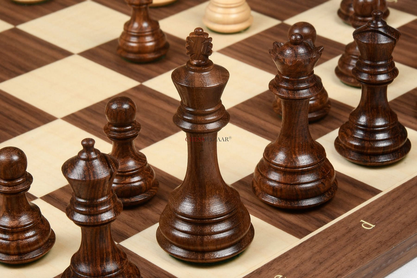 The New Columbian Staunton Series Chess Pieces in Sheesham & Box wood - 3.8" King