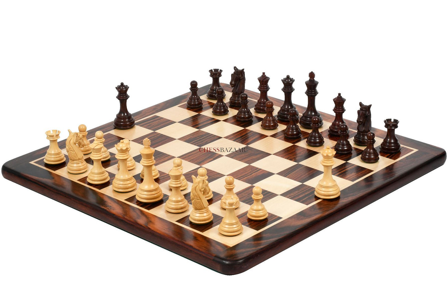 The New Columbian Staunton Series Chess Pieces in Rose Wood & Boxwood - 3.8" King