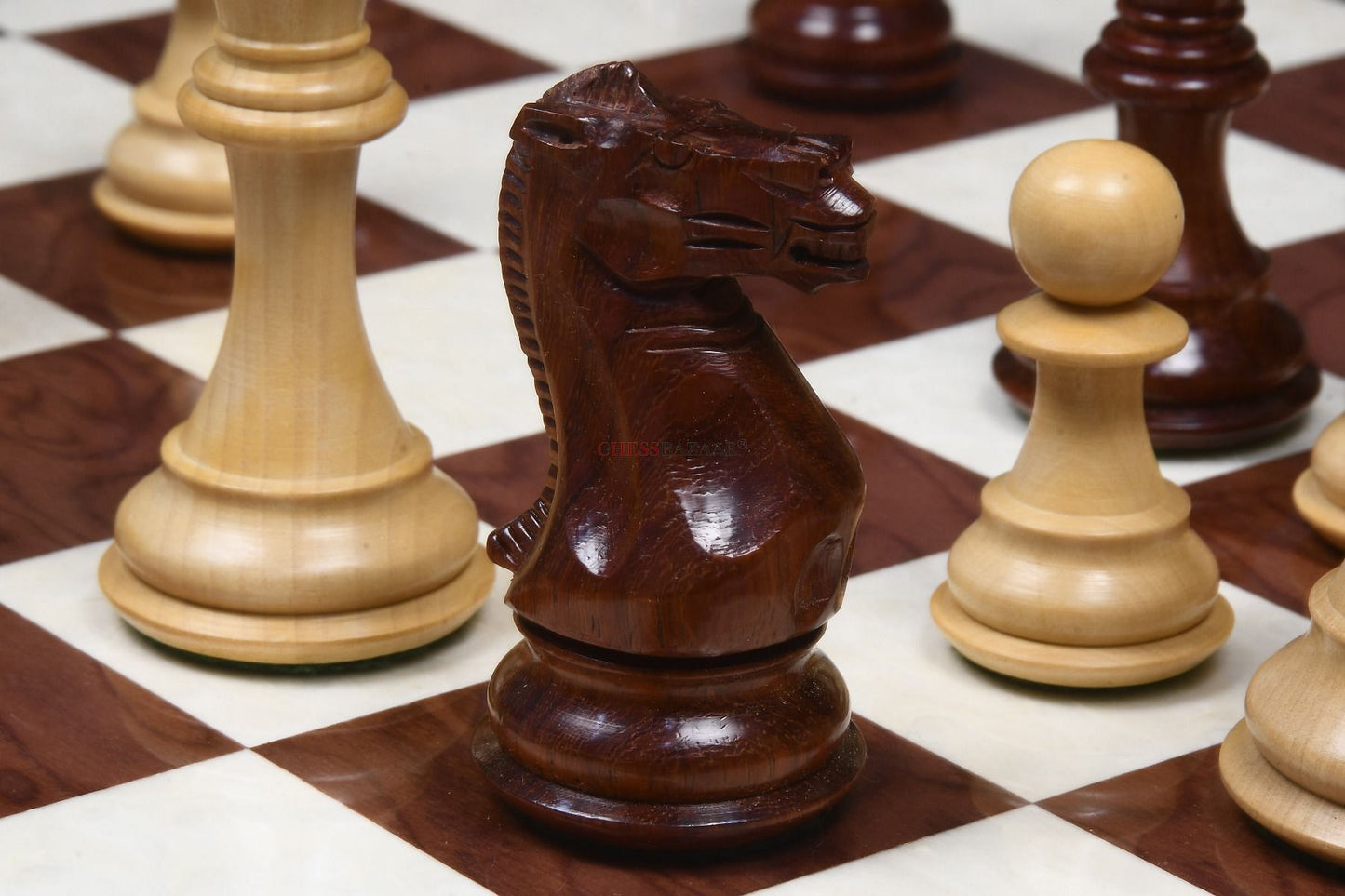 The Honour of Staunton (HOS) Series Weighted Chess Pieces in Bud Rose Wood & Box Wood - 4.0" King
