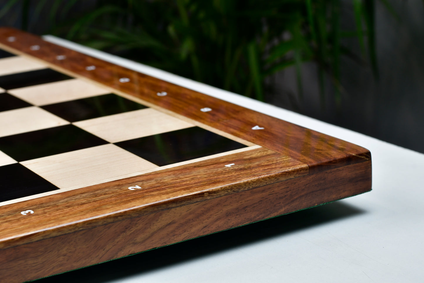 Solid Wooden Indian Notation Chess Board in Genuine Ebony Wood & Maple Wood with Sheesham Wood Border 23" - 60 mm Square