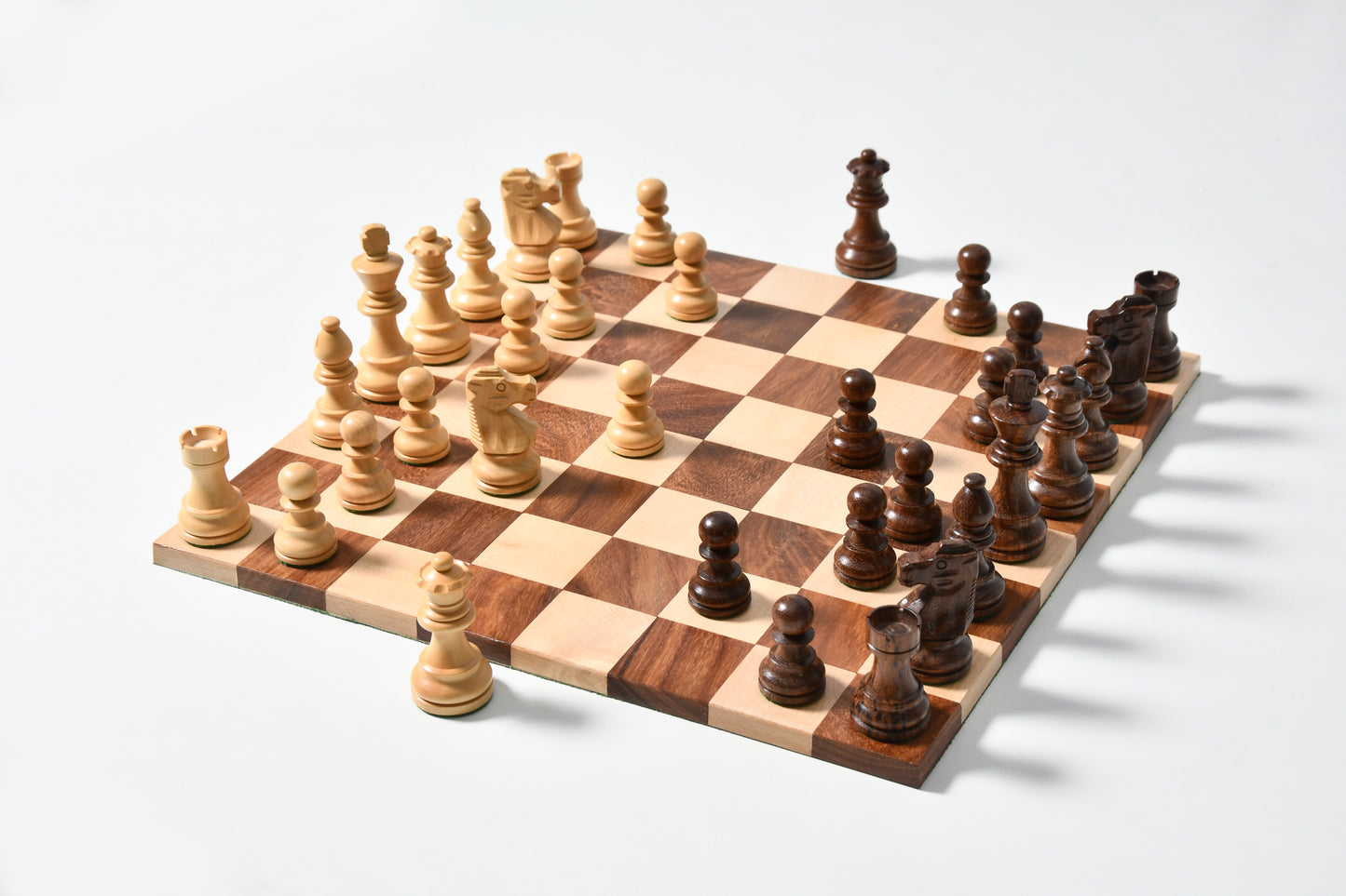 Reproduced French Lardy Exclusive Wooden Chess Pieces with Extra Queens - Handcrafted in Sheesham Wood & Natural Boxwood 3" King