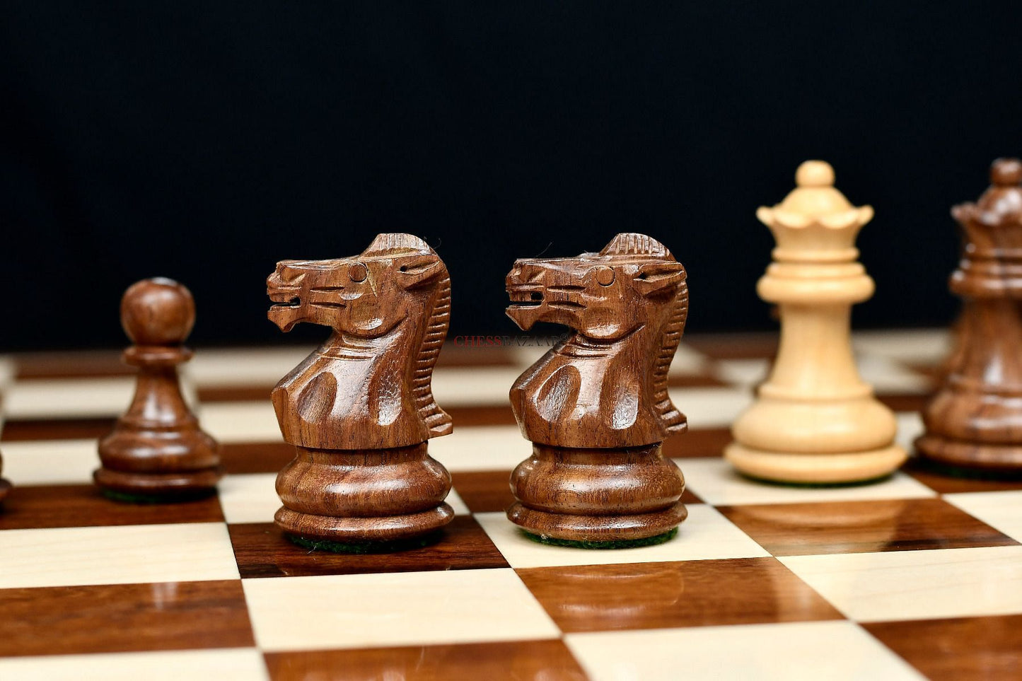 The Collector Series Wooden Staunton Chess Pieces in Sheesham & Box Wood - 2.6" King