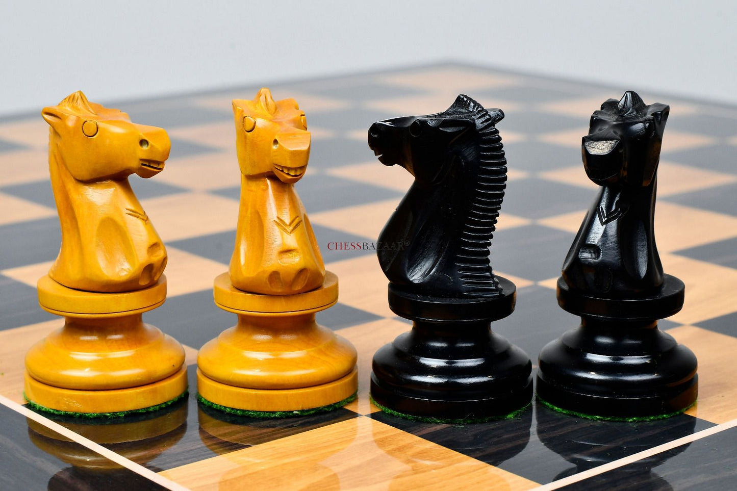 IMPROVED Reproduced 1904 Cambridge Springs International Congress Tournament Chess Pieces in Ebonized Boxwood & Antiqued Boxwood - 4" King