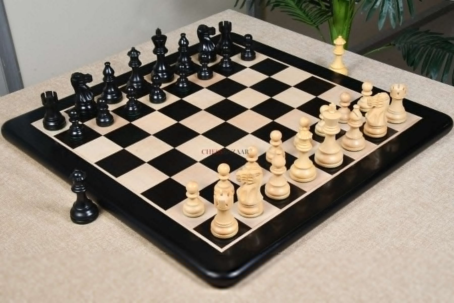 The Smokey Staunton Series Chess Pieces in Ebonized boxwood & Natural Boxwood- 3.8" King