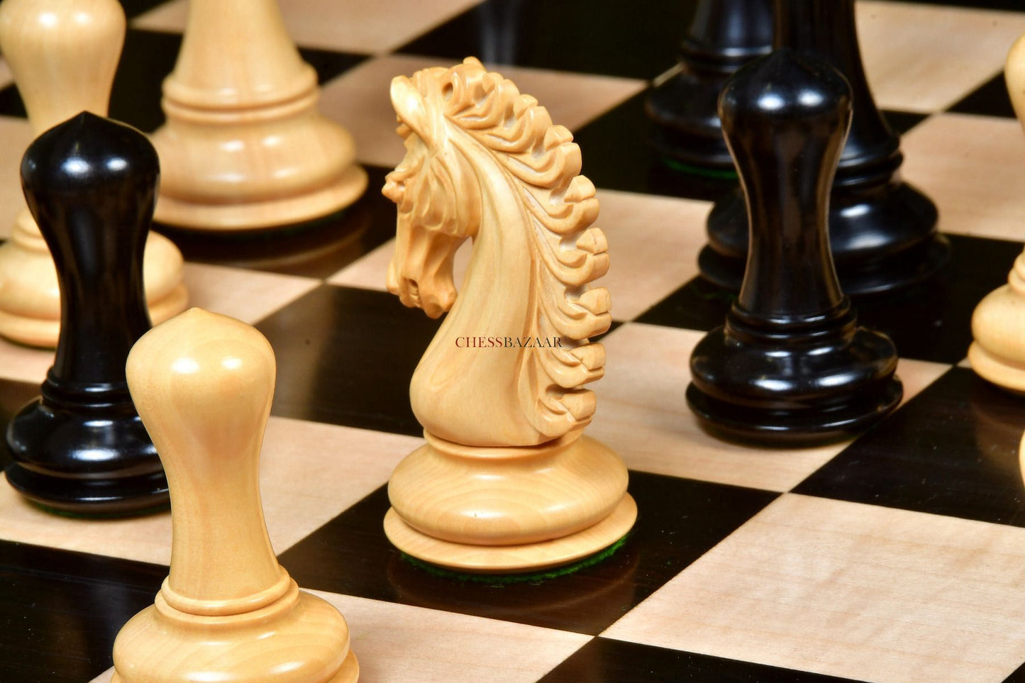 The Empire II Luxury Series Staunton Chess pieces in Ebony / Box Wood - 4.4" King