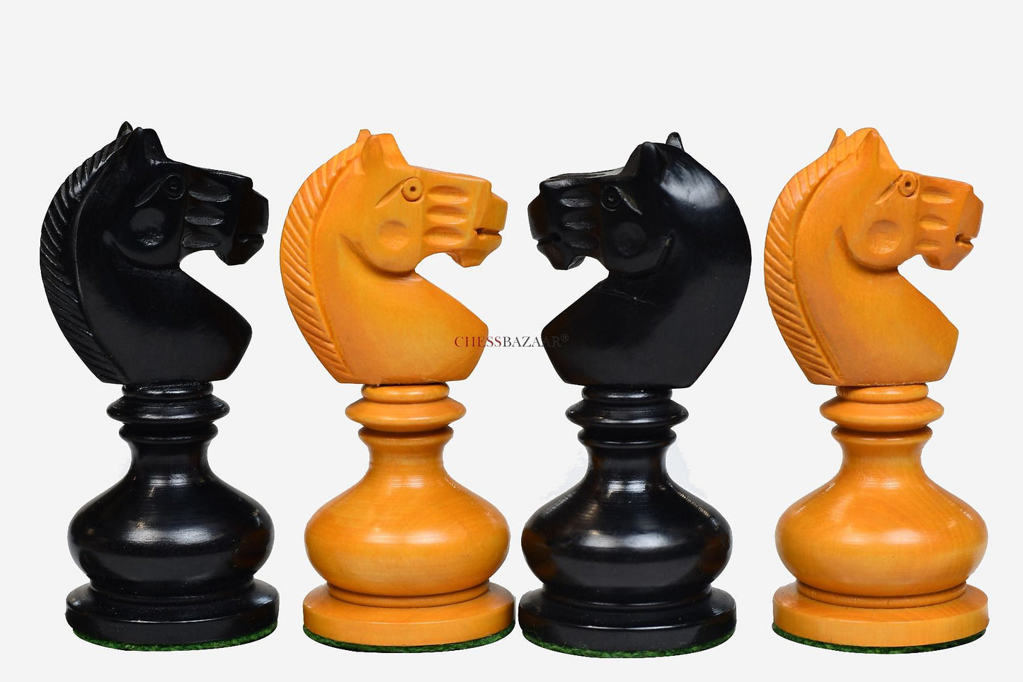 Combo of Reproduced Dublin Pattern Calvert Chess Pieces in Ebonized & Antiqued Boxwood with Chess Board and Storage Box - 4.1" King