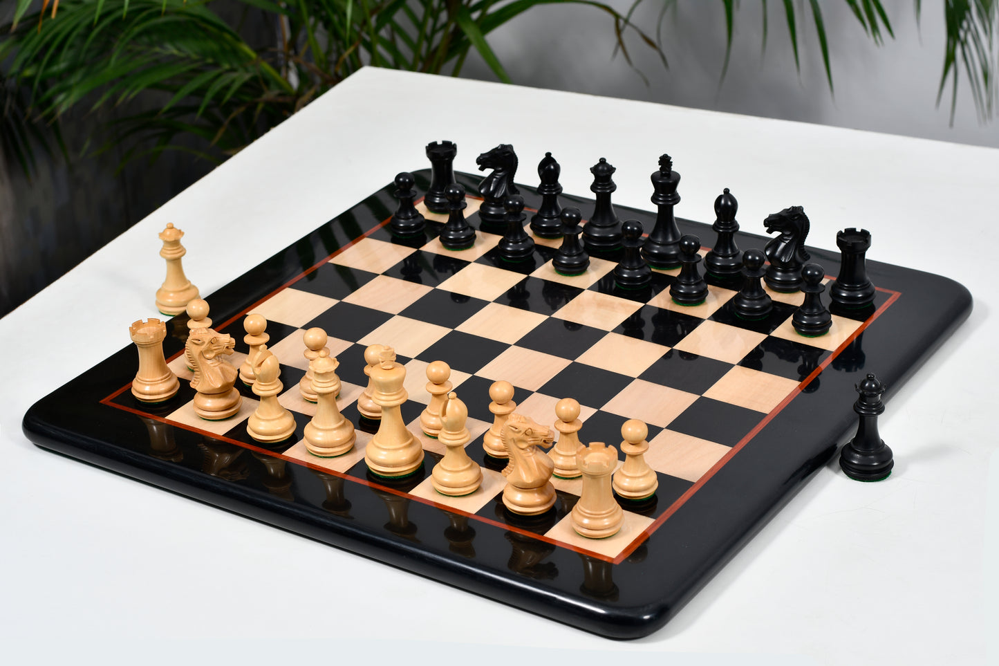 The Laughing Knight Series Chess Pieces in Ebonized & Boxwood - 3.0" King