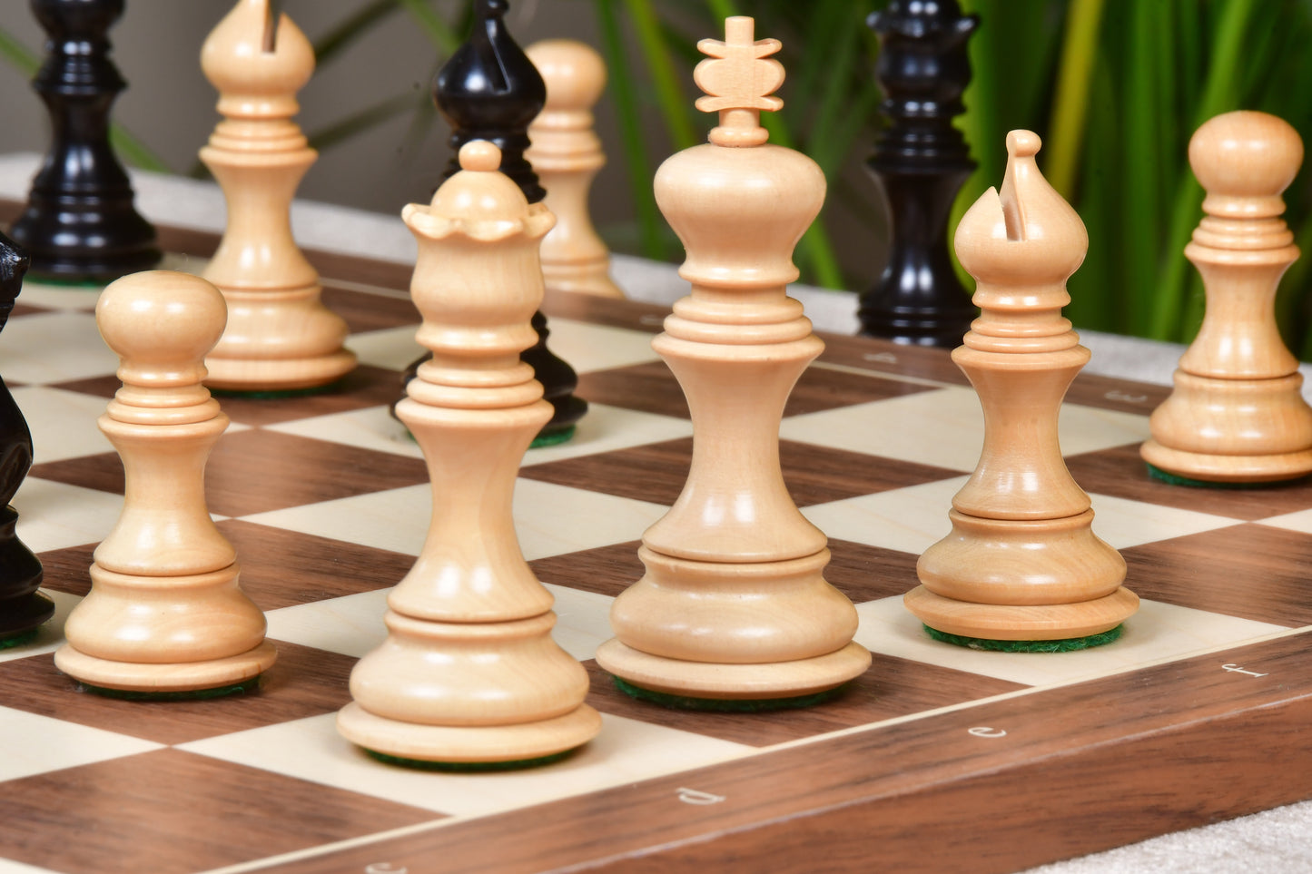 Meghdoot Staunton Series Wooden Chess Pieces in Ebony & Box Wood - 3.2" King