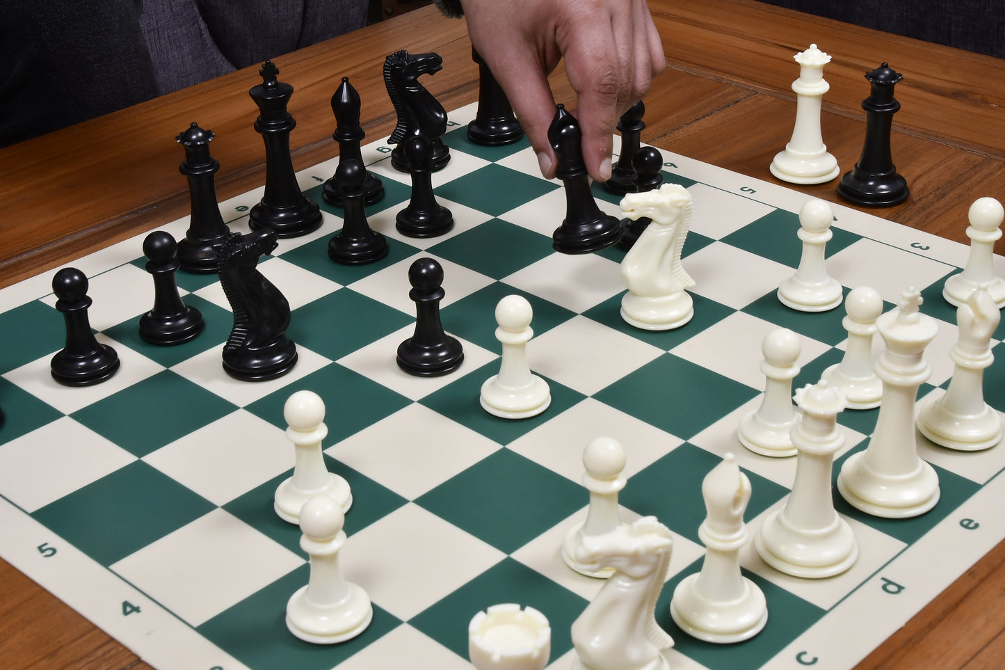 The Chess Master Staunton Series Chess Pieces in Black Dyed & Ivory White Solid Plastic - 3.8" King