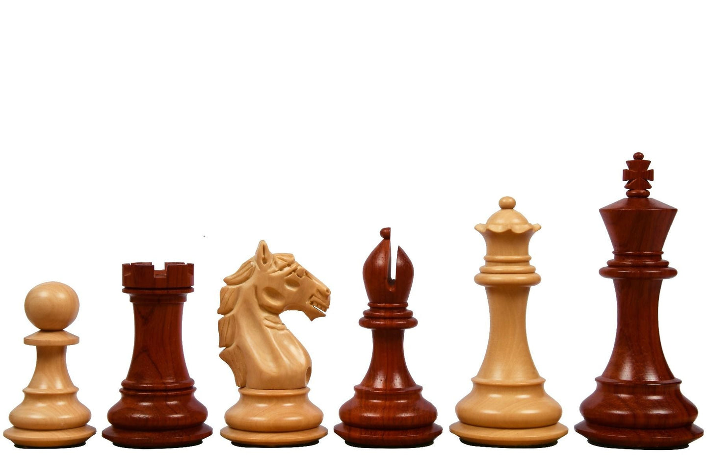 Alban Series Chess Pieces in Bud Rosewood/Boxwood - 4.0" King with Board