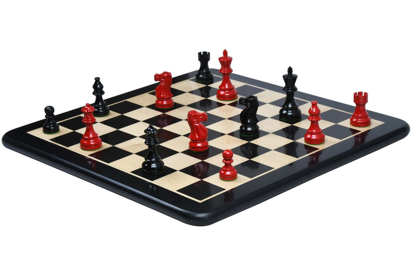 The Smokey Staunton Chess Pieces in Painted Box Wood with Board - 3.8" King