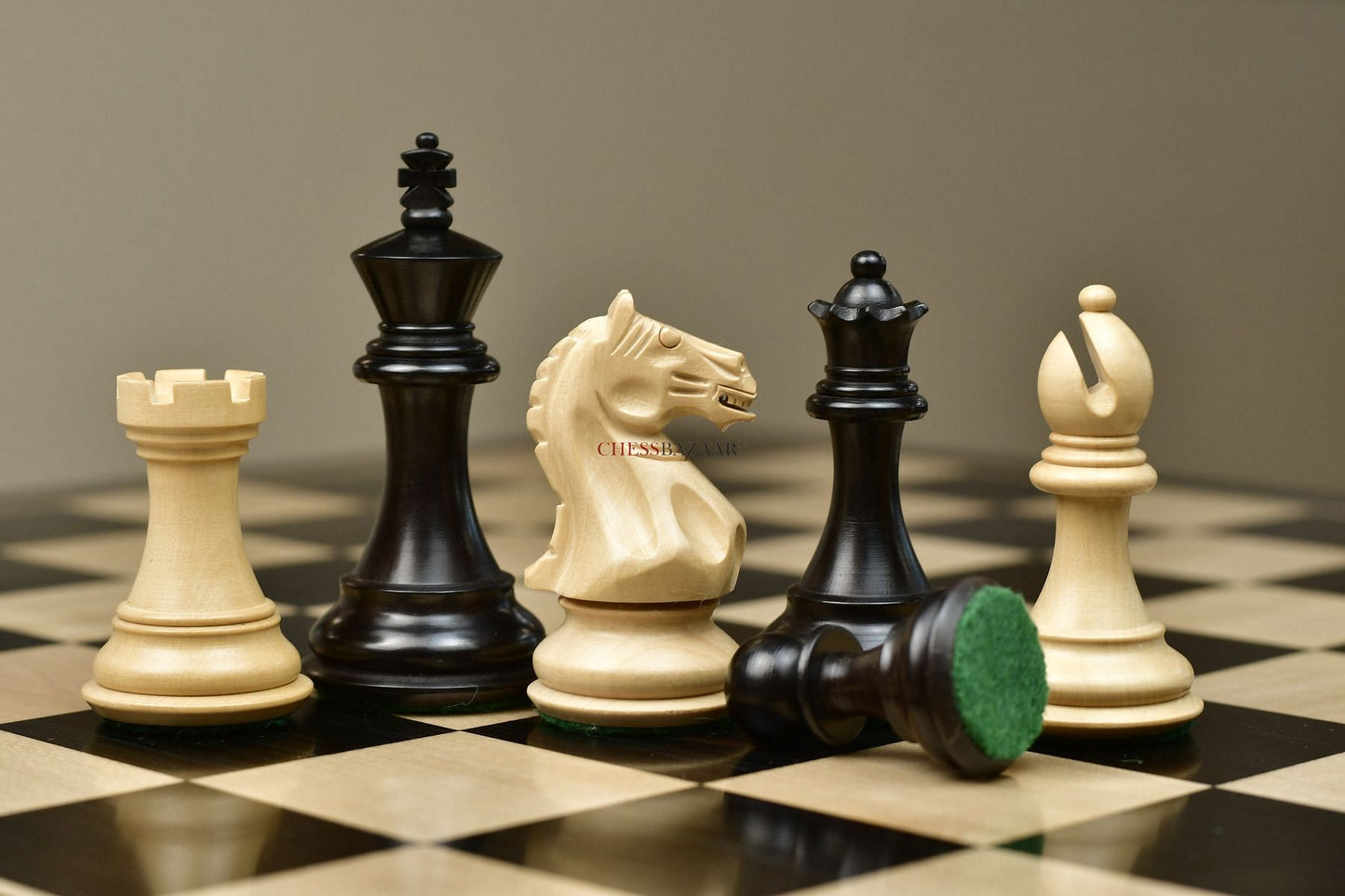 Combo of The Fierce Knight Staunton Chess Pieces in Indian Ebonized & Box Wood With Board & Box- 3.5" King