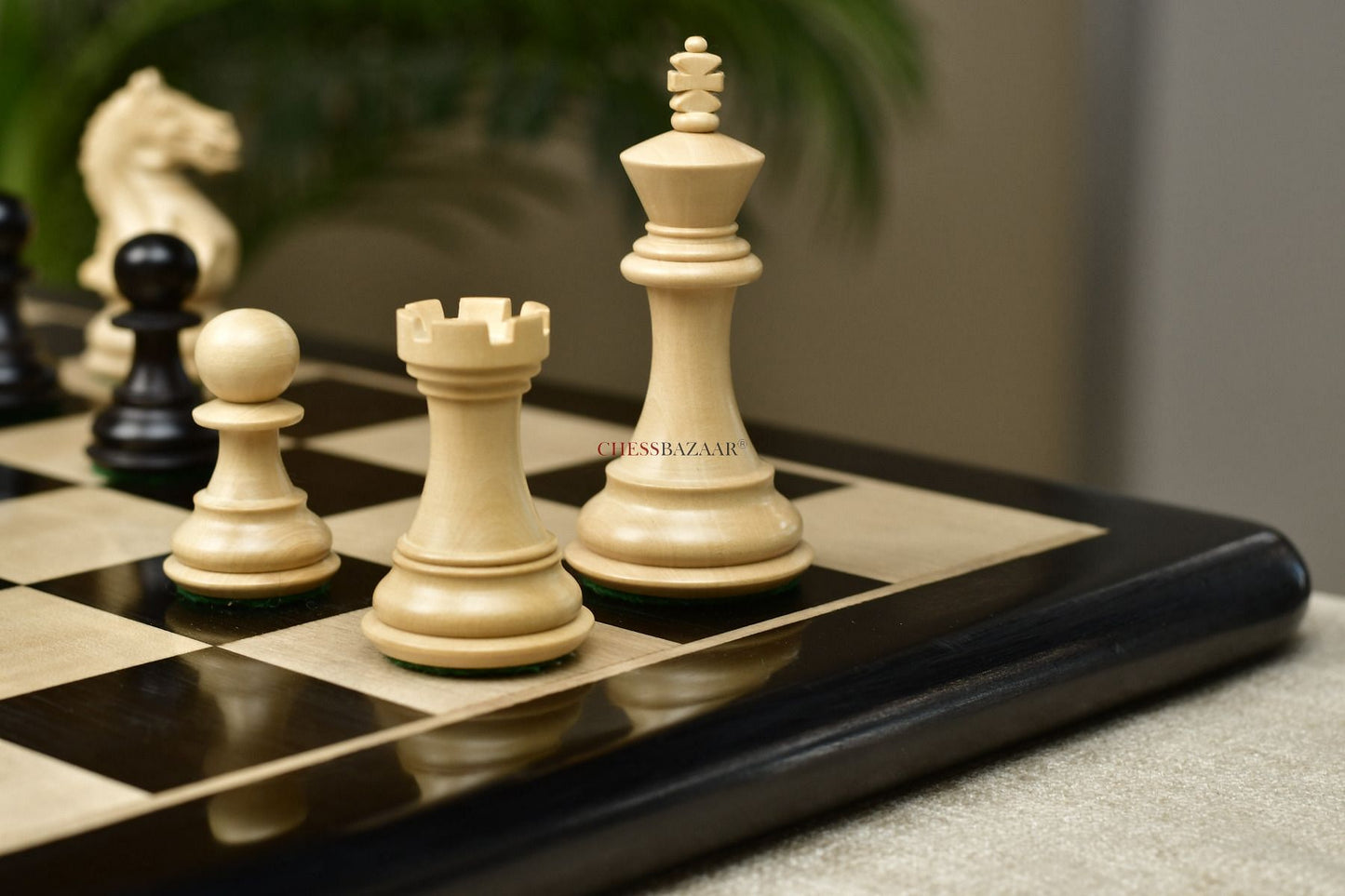 Combo of The Fierce Knight Staunton Chess Pieces in Indian Ebonized & Box Wood With Board & Box- 3.5" King