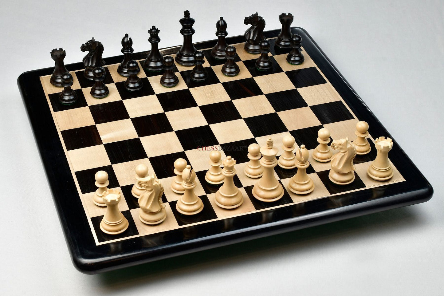 Combo of The Fierce Knight Staunton Chess Pieces in Indian Ebonized & Box Wood With Board & Box- 3.5" King