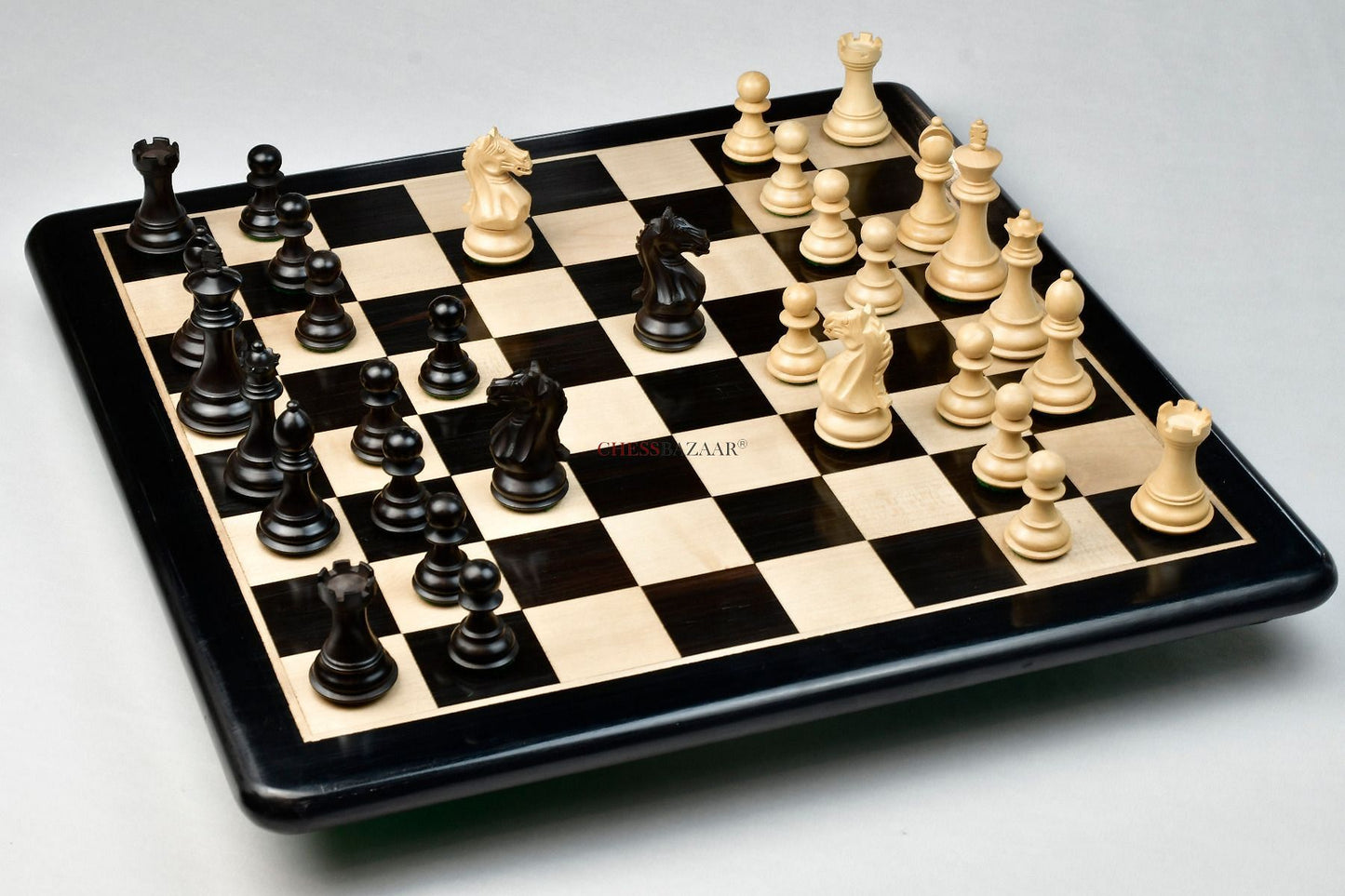 Combo of The Fierce Knight Staunton Chess Pieces in Indian Ebonized & Box Wood With Board & Box- 3.5" King