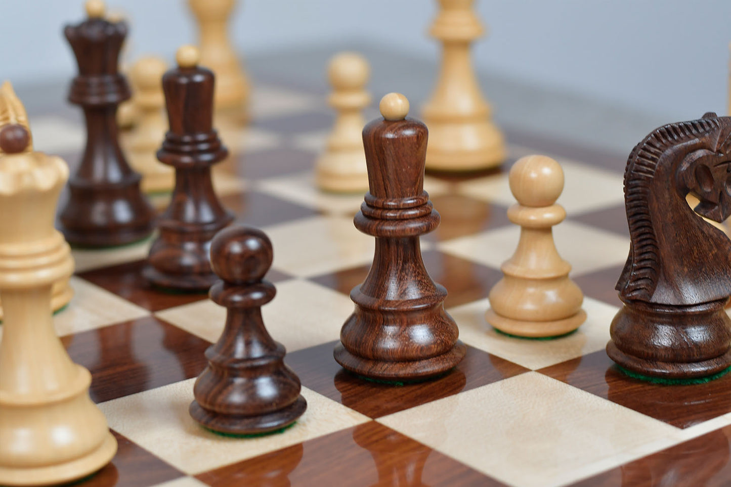 Old 1959 Russian Zagreb Staunton Chess Pieces in Sheesham Wood / Boxwood - 3.8" King