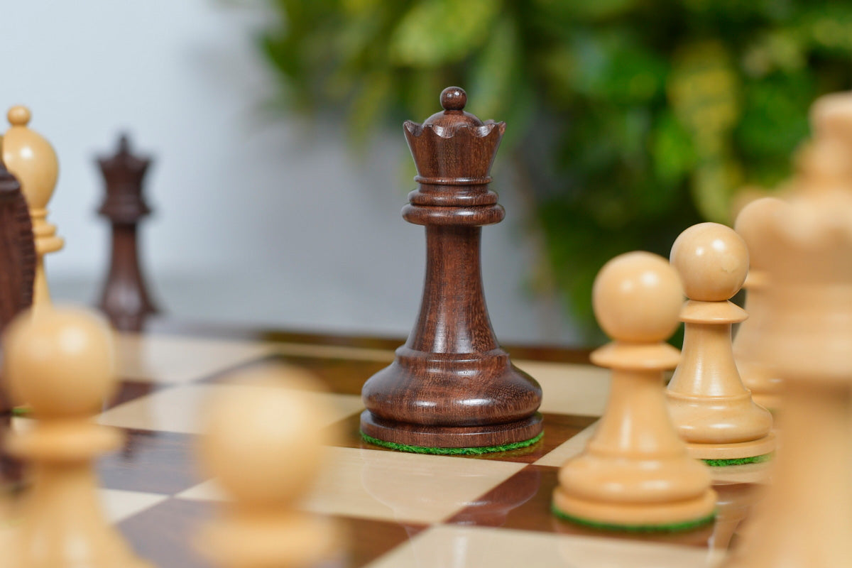 1972 Reproduced Fischer-Spassky Staunton Pattern Chess Pieces V2.0 in Sheesham Wood & Boxwood - 3.77" King