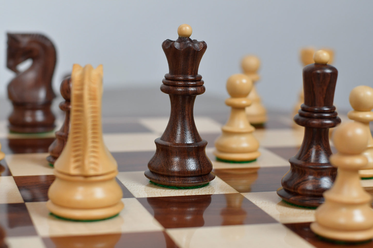 Old 1959 Russian Zagreb Staunton Chess Pieces in Sheesham Wood / Boxwood - 3.8" King