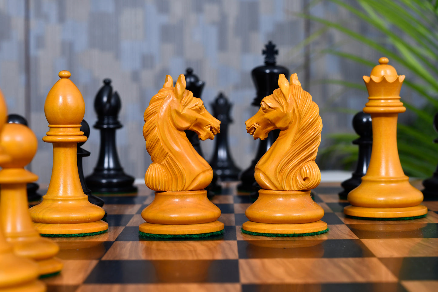The Ancient Indian Warrior Staunton Luxury Series Chess Pieces in Ebony / Antiqued Box Wood - 4" King