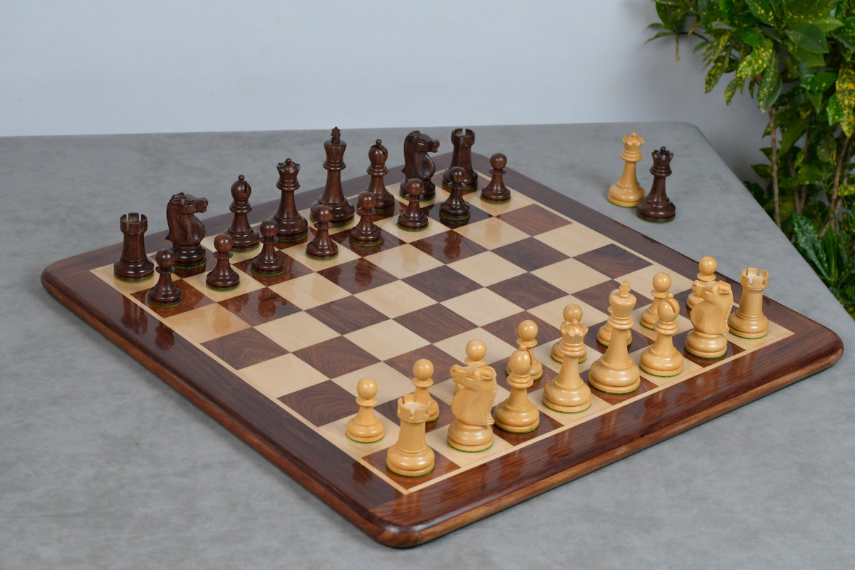 1972 Reproduced Fischer-Spassky Staunton Pattern Chess Pieces V2.0 in Sheesham Wood & Boxwood - 3.77" King