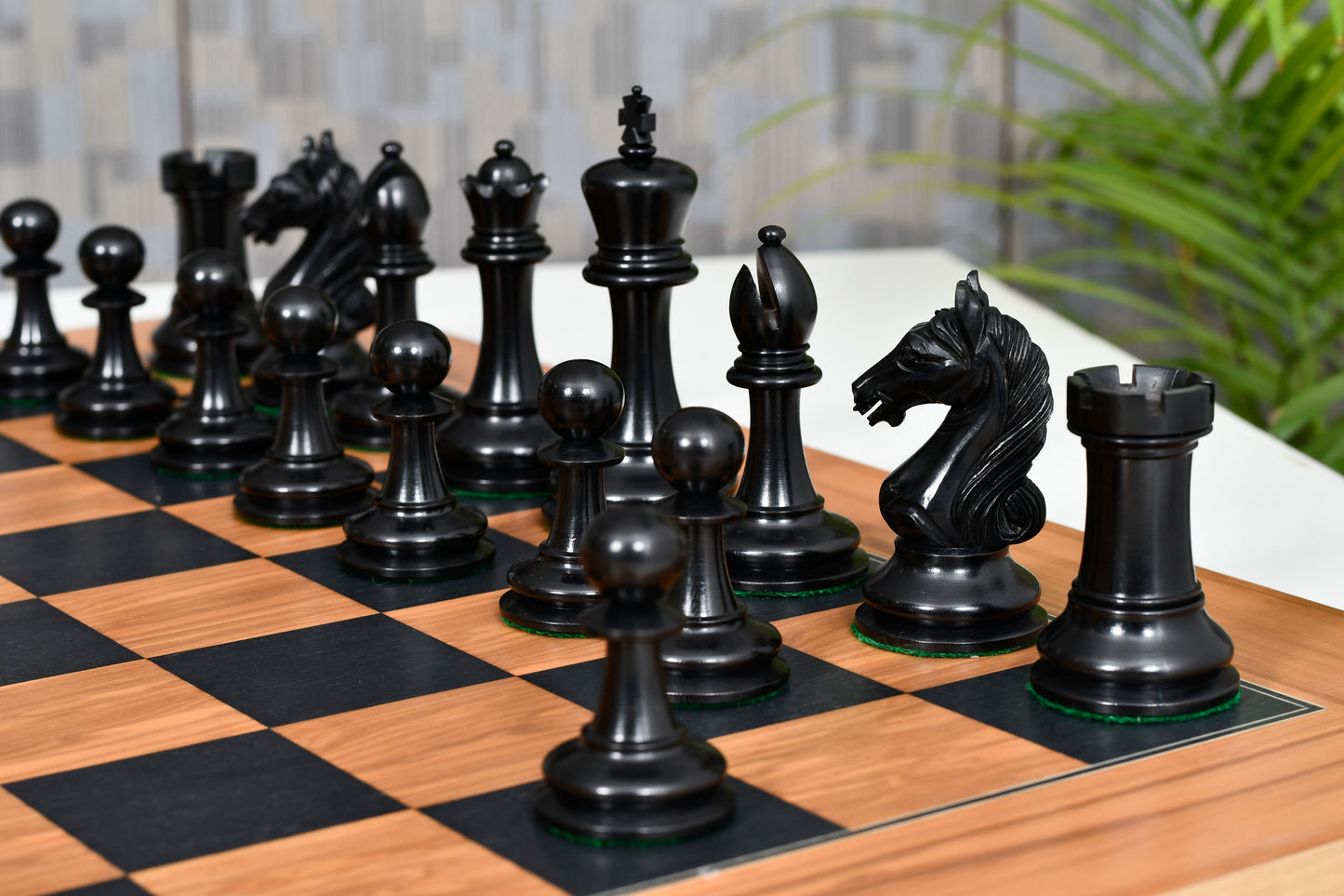 The Ancient Indian Warrior Staunton Luxury Series Chess Pieces in Ebony / Antiqued Box Wood - 4" King
