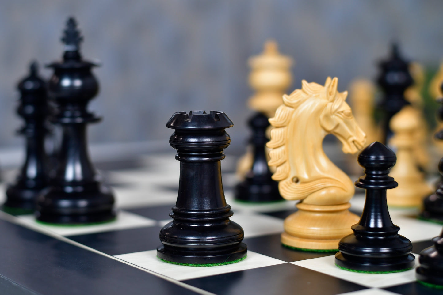 The Artisan Knight Handcrafted Luxury Wooden Chess Pieces In Ebony Wood & Natural Boxwood - 4.4" King