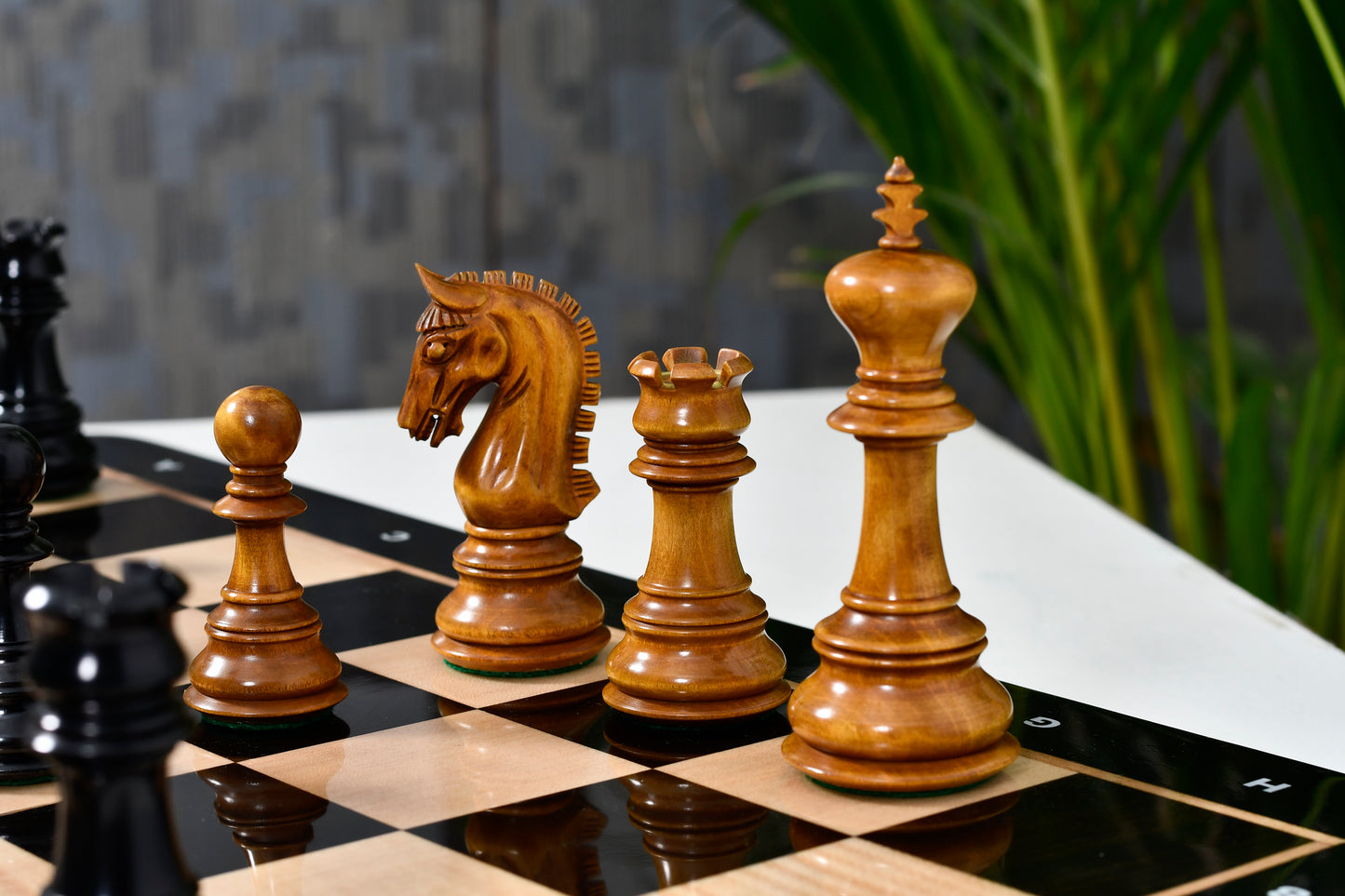 War Admiral Luxury Chess Pieces – 4.4" King – Handcrafted Staunton Design in Ebony Wood & Antiqued Boxwood