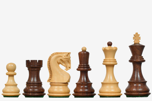 Old 1959 Russian Zagreb Staunton Chess Pieces in Sheesham Wood / Boxwood - 3.8" King
