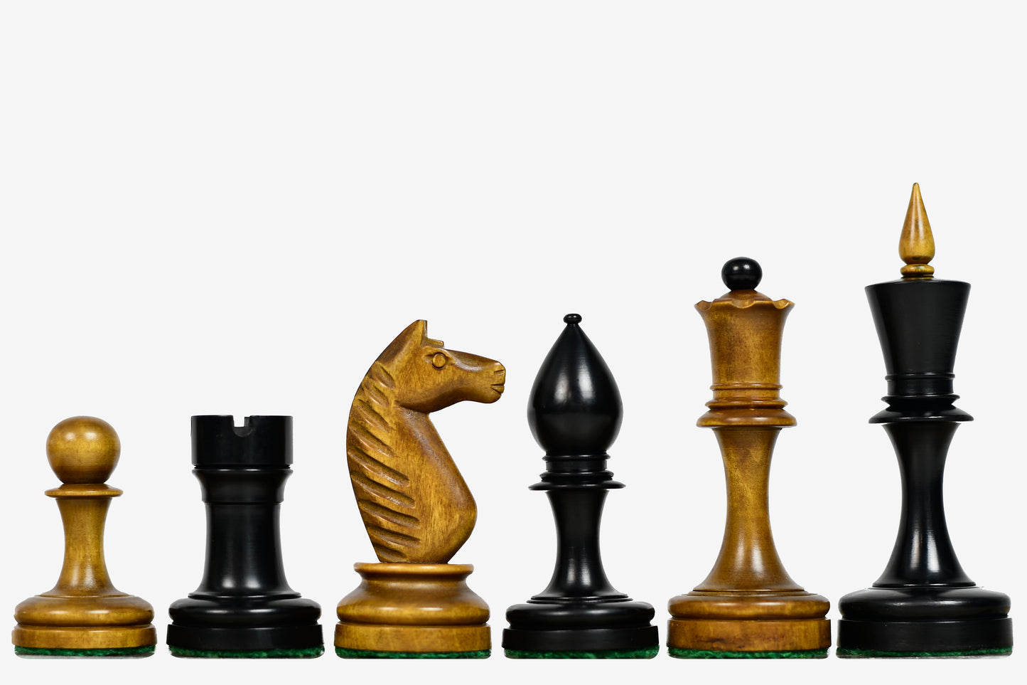 The Repro of Averbakh 1949 Moscow Chess Championship Chess Pieces in Ebonized & Antiqued Boxwood 4.16 inch King