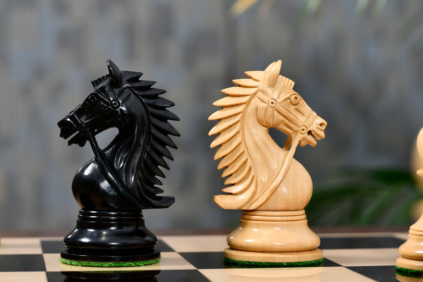 Combo of 2016 Bridle Series Luxury Chess Set with Wooden Board in Ebony Wood / Box Wood - 4.2" King